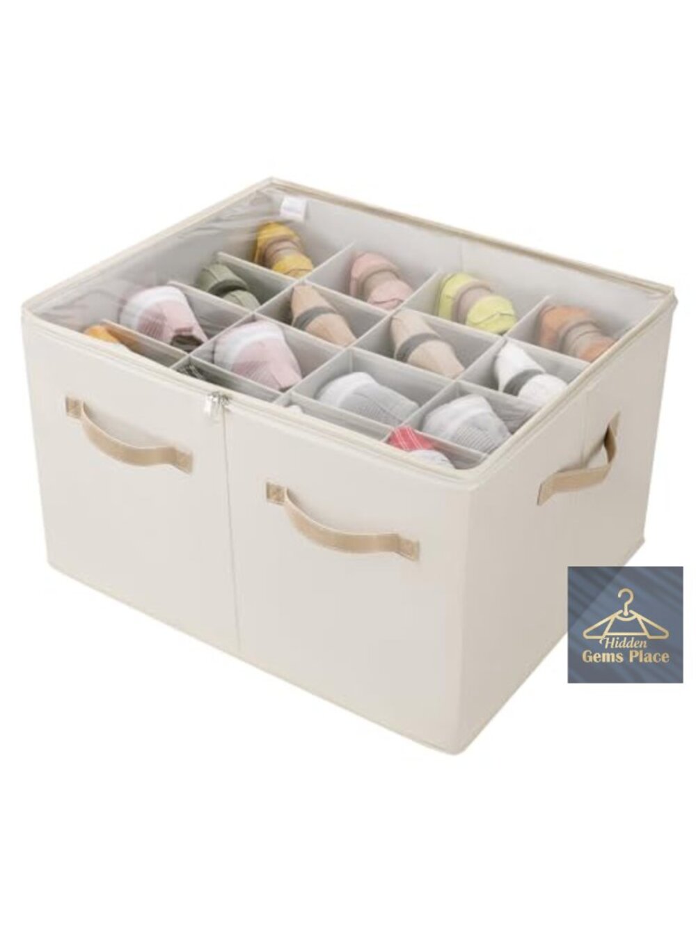 Foldable Shoe Organizer Box Oxford Fabric 16 Compartments Adjustable Divider